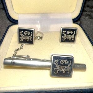 3 piece cuff link and tie clip set
